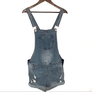 SONG Maternity Overalls Shorts Distressed Large
